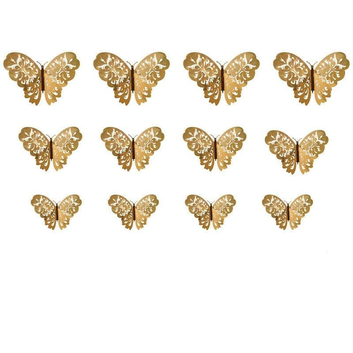 12 papillons décoratif en metal "gold"