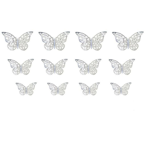 12 papillons décoratif en metal "silver"