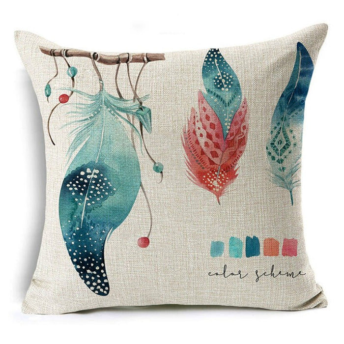 Coussin attrape reve "plume tuquoise"