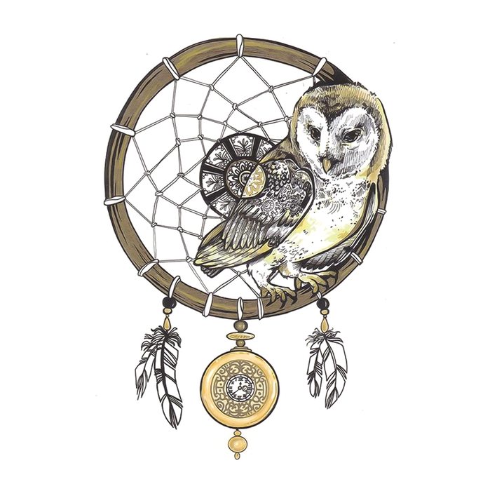Tatouage attrape rêves chouette nice owl