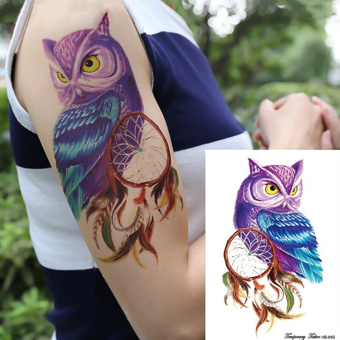 Tatouage attrape rêves hibou purple owl
