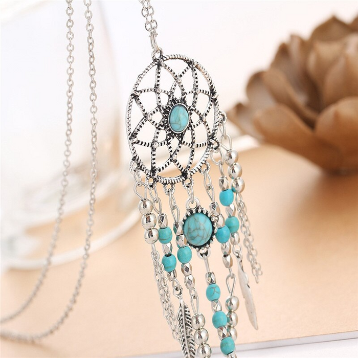 Collier Attrape-rêves Argent / turquoise