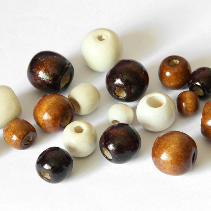 lot perles en bois 12 mm naturelles