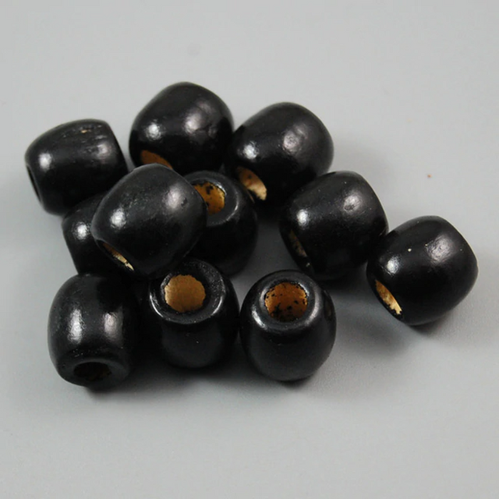 lot perles en bois 12 mm noir