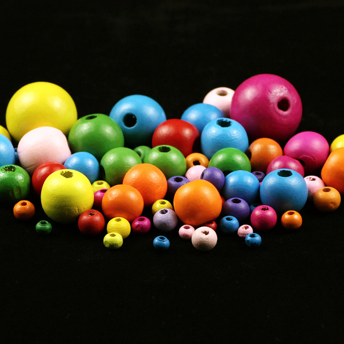 lot 20 perles de bois colorées  20 ✕ 18 mm