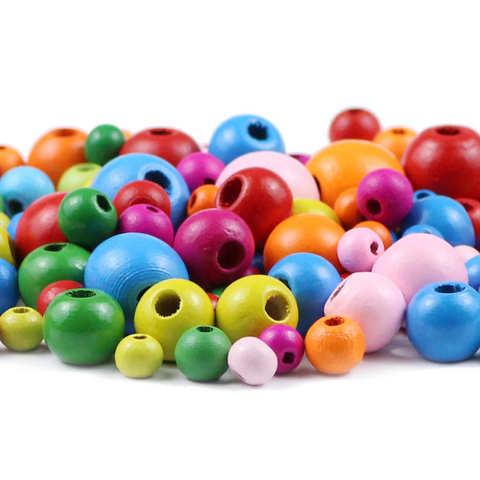 lot  20 perles de bois colorées 15 ✕ 14 mm