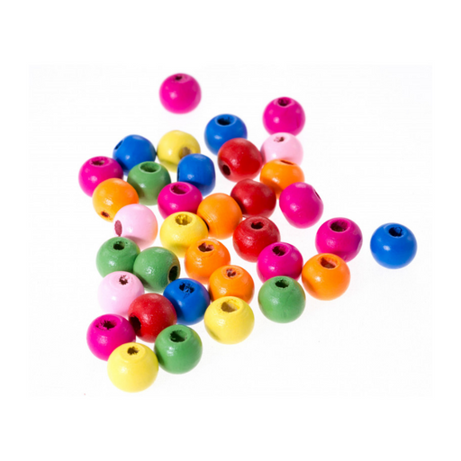 lot perles de bois colorées 10 ☓ 9 mm