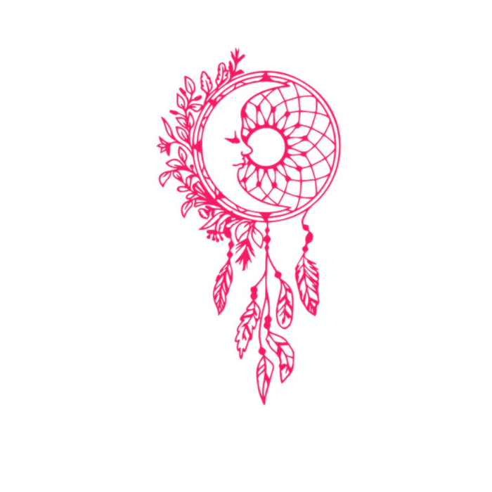 stickers attrape-rêves lune rose 50 ✕ 98 cm
