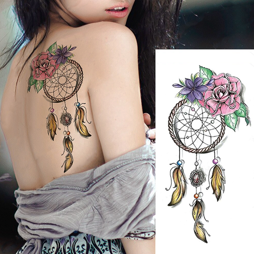 tatouage attrape-rêves provisoire / fleurs